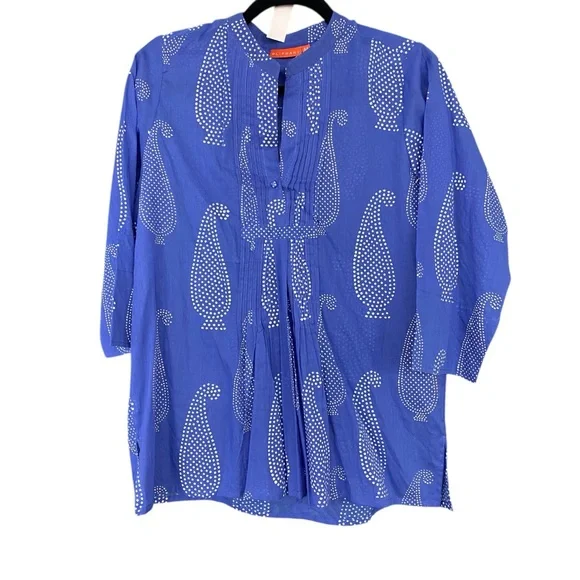 O Oliphant French Blue Pintuck Top